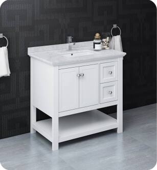 Fresca FCB2336WH-U Manchester 36" White Traditional Bathroom Cabinet with Top & Sink