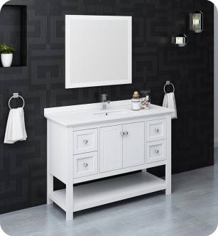 Fresca FVN2348WH Manchester 48" White Traditional Bathroom Vanity with Mirror