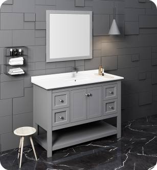 Fresca FVN2348GR Manchester 48" Gray Traditional Bathroom Vanity with Mirror