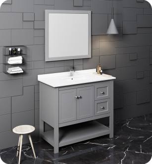 Fresca FVN2340GR Manchester 40" Gray Traditional Bathroom Vanity with Mirror