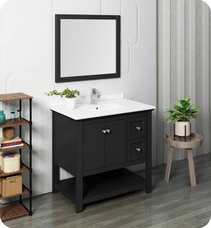 Fresca FVN2336BL Manchester 36" Black Traditional Bathroom Vanity with Mirror