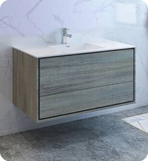 Fresca FCB9248OG-I Catania 48" Ocean Gray Wall Hung Modern Bathroom Cabinet with Integrated Sink