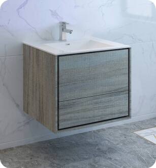 Fresca FCB9230OG-I Catania 30" Ocean Gray Wall Hung Modern Bathroom Cabinet with Integrated Sink