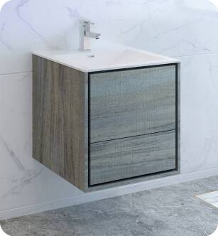 Fresca FCB9224OG-I Catania 24" Ocean Gray Wall Hung Modern Bathroom Cabinet with Integrated Sink