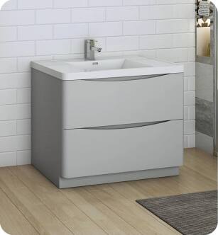 Fresca FCB9140GRG-I Tuscany 40" Glossy Gray Free Standing Modern Bathroom Cabinet with Integrated Sink