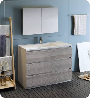 Fresca FVN9348HA Lazzaro 48" Ash Gray Free Standing Modern Bathroom Vanity with Medicine Cabinet