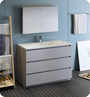 Fresca FVN9348GR Lazzaro 48" Gray Free Standing Modern Bathroom Vanity with Medicine Cabinet