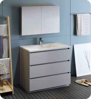 Fresca FVN9342GR Lazzaro 42" Gray Free Standing Modern Bathroom Vanity with Medicine Cabinet