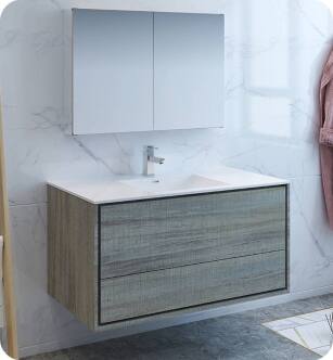 Fresca FVN9248OG Catania 48" Ocean Gray Wall Hung Modern Bathroom Vanity with Medicine Cabinet