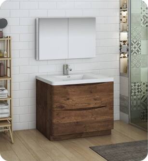 Fresca FVN9140RW Tuscany 40" Rosewood Free Standing Modern Bathroom Vanity with Medicine Cabinet