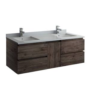 Fresca FCB31-241224ACA-U Formosa 60" Wall Hung Double Sink Modern Bathroom Cabinet with Top & Sink