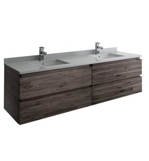 Fresca FCB31-3636ACA-U Formosa 72" Wall Hung Double Sink Modern Bathroom Cabinet with Top & Sink