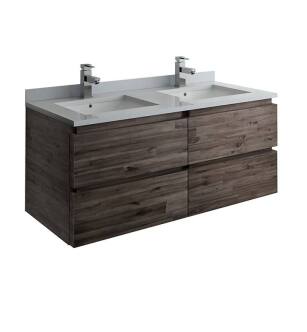 Fresca FCB31-2424ACA-U Formosa 48" Wall Hung Double Sink Modern Bathroom Cabinet with Top & Sink