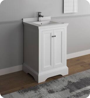 Fresca FCB2424WHM-U Windsor 24" Matte White Traditional Bathroom Cabinet with Top & Sink
