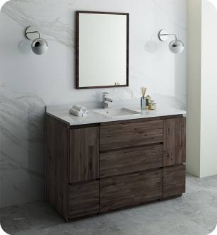 Fresca FVN31-123012ACA-FC Formosa 54" Floor Standing Modern Bathroom Vanity with Mirror in Acacia