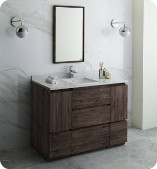 Fresca FVN31-122412ACA-FC Formosa 48" Floor Standing Modern Bathroom Vanity with Mirror in Acacia
