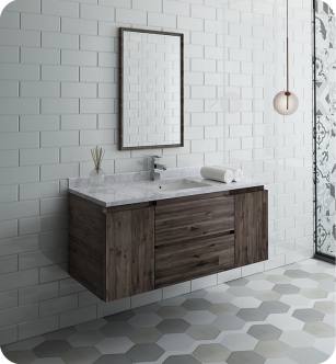 Fresca FVN31-122412ACA Formosa 48" Wall Hung Modern Bathroom Vanity with Mirror in Acacia