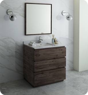 Fresca FVN3136ACA-FC Formosa 36" Floor Standing Modern Bathroom Vanity with Mirror in Acacia