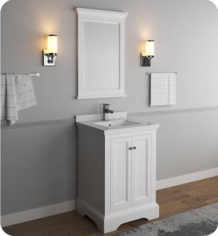 Fresca FVN2424WHM Windsor 24" Matte White Traditional Bathroom Vanity with Mirror