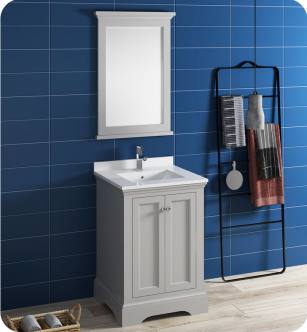 Fresca FVN2424GRV Windsor 24" Gray Textured Traditional Bathroom Vanity with Mirror