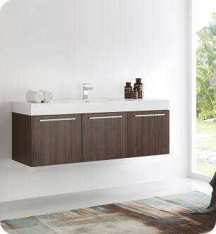 Fresca FCB8093GW-I Vista 60" Walnut Modern Bathroom Vanity with Integrated Single Sink