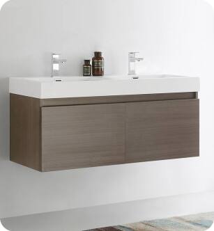 Fresca FCB8012GO-I Mezzo 48" Gray Oak Modern Bathroom Vanity with Double Integrated Sink