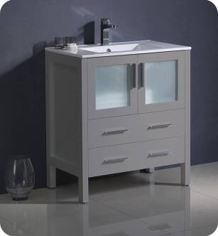 Fresca FCB6230GR-I Torino 30" Grey Modern Bathroom Cabinet with Integrated Sink