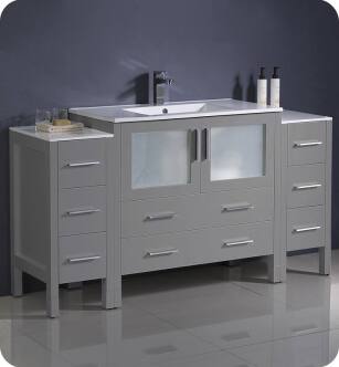 Fresca FCB62-123612GR-I Torino 60" Grey Modern Bathroom Cabinets with Integrated Sink