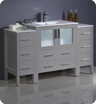 Fresca FCB62-123012GR-I Torino 54" Grey Modern Bathroom Cabinets with Integrated Sink