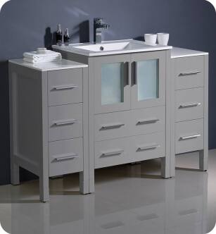 Fresca FCB62-122412GR-I Torino 48" Grey Modern Bathroom Cabinets with Integrated Sink