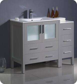 Fresca FCB62-3012GR-I Torino 42" Grey Modern Bathroom Cabinets with Integrated Sink