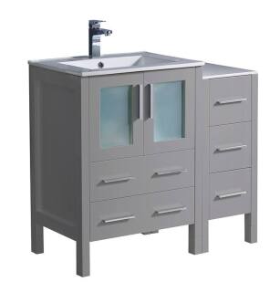 Fresca FCB62-2412GR-I Torino 36" Grey Modern Bathroom Cabinets with Integrated Sink