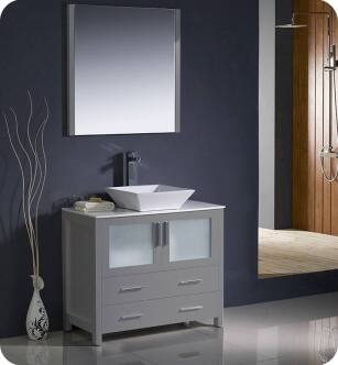 Fresca FVN6236GR-VSL Torino 36" Grey Brown Modern Bathroom Vanity with Vessel Sink