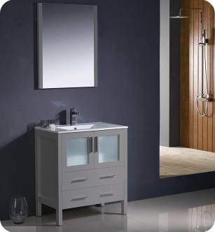 Fresca FVN6230GR-UNS Torino 30" Grey Modern Bathroom Vanity with Integrated Sink