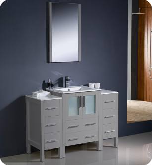 Fresca FVN62-122412GR-UNS Torino 48" Grey Modern Bathroom Vanity with 2 Side Cabinets and Integrated Sink