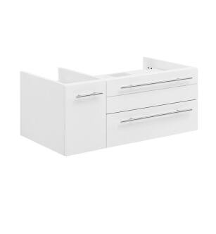 Fresca FCB6136WH-VSL-R Lucera 36" White Wall Hung Vessel Sink Modern Bathroom Cabinet - Right Version