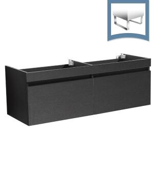 Fresca FCB8040BW Largo 57" Black Modern Double Sink Bathroom Cabinet