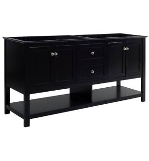 Fresca FCB2372BL-D Manchester 72" Black Traditional Double Sink Bathroom Cabinet