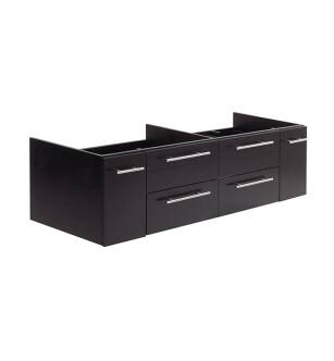 Fresca FCB6160ES-UNS-D Lucera 60" Espresso Wall Hung Double Undermount Sink Modern Bathroom Cabinet