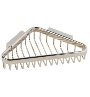 Ginger 553G/PN Hotelier 7-7/8" Wall Mounted Brass Corner Shower Basket in Polished Nickel