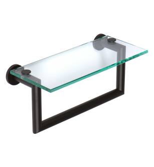 Ginger 4619T-12/MB Kubic 12" Towel Bar With Plain Rosette, And Glass Shelf in Matte Black