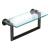 Ginger 4619T-12/MB Kubic 12" Towel Bar With Plain Rosette, And Glass Shelf in Matte Black