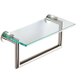 Ginger 4619T-12/PN Kubic 12" Towel Bar With Plain Rosette, And Glass Shelf in Polished Nickel