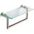 Ginger 4619T-12/PN Kubic 12" Towel Bar With Plain Rosette, And Glass Shelf in Polished Nickel