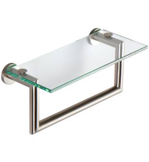 Ginger 4619T-12/SN Kubic 12" Towel Bar With Plain Rosette, And Glass Shelf in Satin Nickel