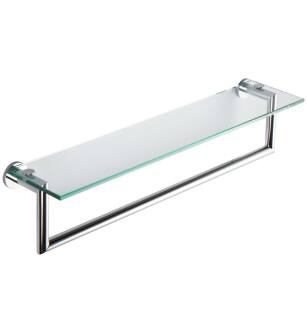 Ginger 4619T-24/PC Kubic 24" Towel Bar With Plain Rosette, And Glass Shelf in Polished Chrome