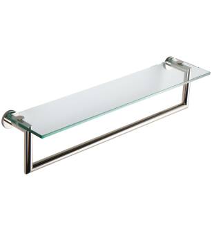Ginger 4619T-24/PN Kubic 24" Towel Bar With Plain Rosette, And Glass Shelf in Polished Nickel