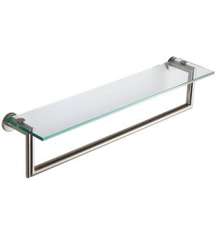 Ginger 4619T-24/SN Kubic 24" Towel Bar With Plain Rosette, And Glass Shelf in Satin Nickel