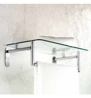 Ginger 0243-24/SN 24" Hotel Shelf With Towel Bar From The Sine Collection in Satin Nickel
