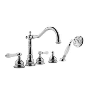 Graff G-2551C-LC1-PC Canterbury 7 7/8" Double Handle Widespread/Deck Mounted Roman Tub Faucet with Porcelain Hand Shower and Diverter in Chrome